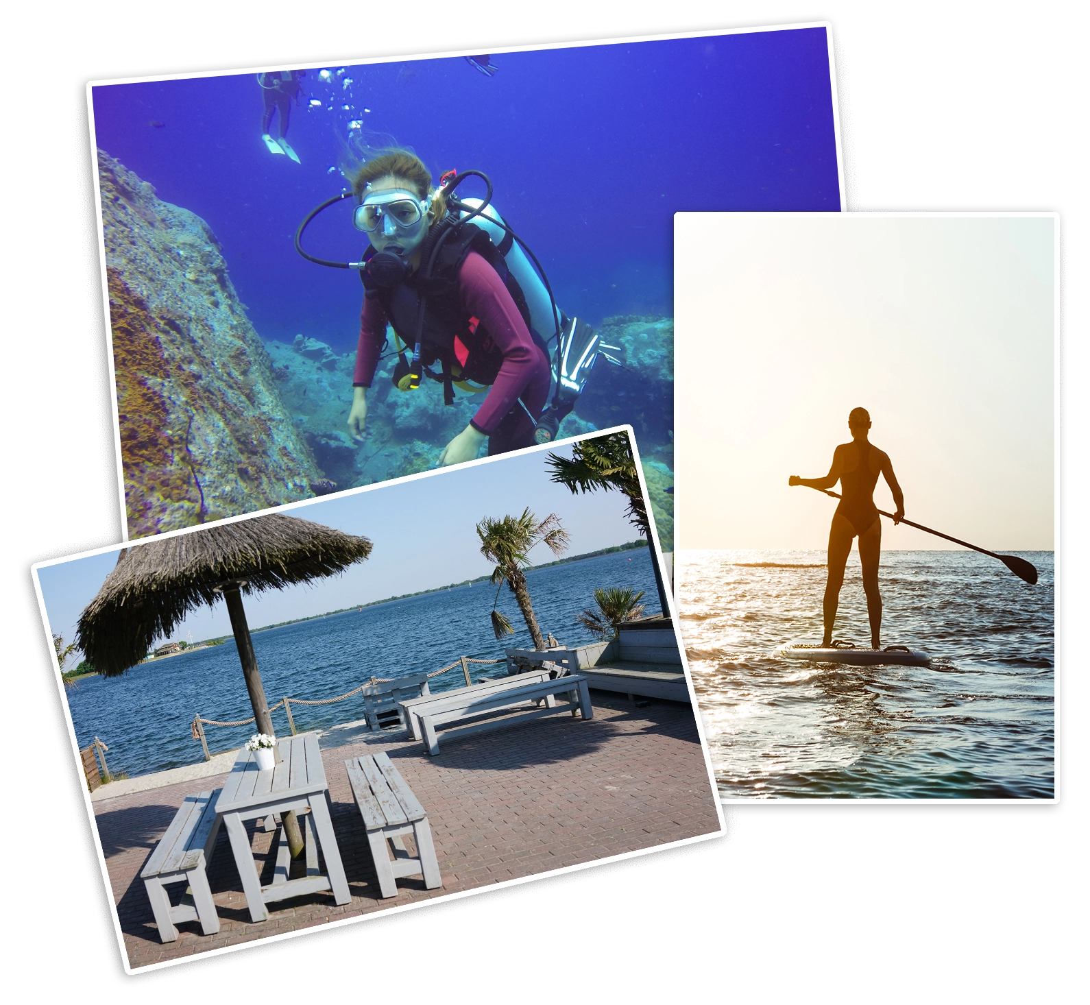 Taucher und Surfer in Geeste am Speicherbecken